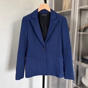 The Row Blue One Button Single Breasted Blazer 4 Wool Peak Lapel Pocket Jacket